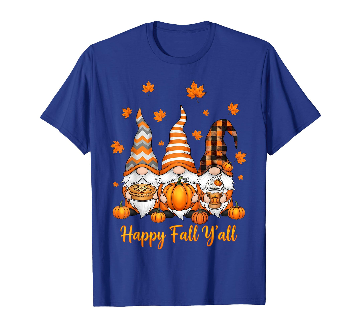 Happy Fall YβAll Autumn Leaves Pumpkin Garden Gnomes T-Shirt