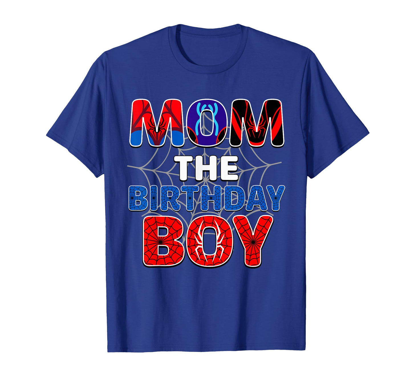 Mom Of The Birthday Boy Shirt Matching Family Spider Web T-Shirt