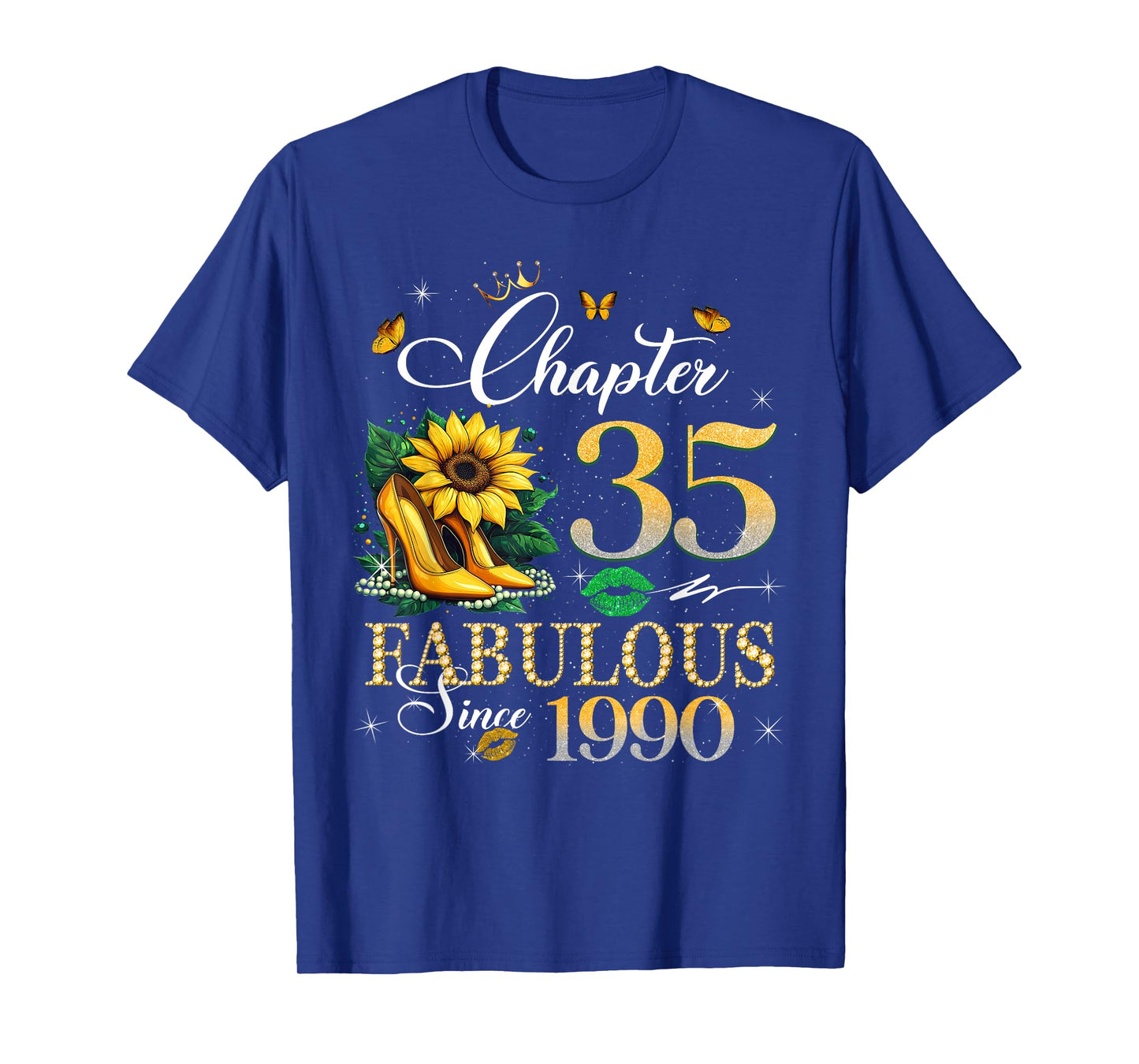 Chapter 35 Fabulous Since 1990 35th Birthday Queen Diamond T-Shirt