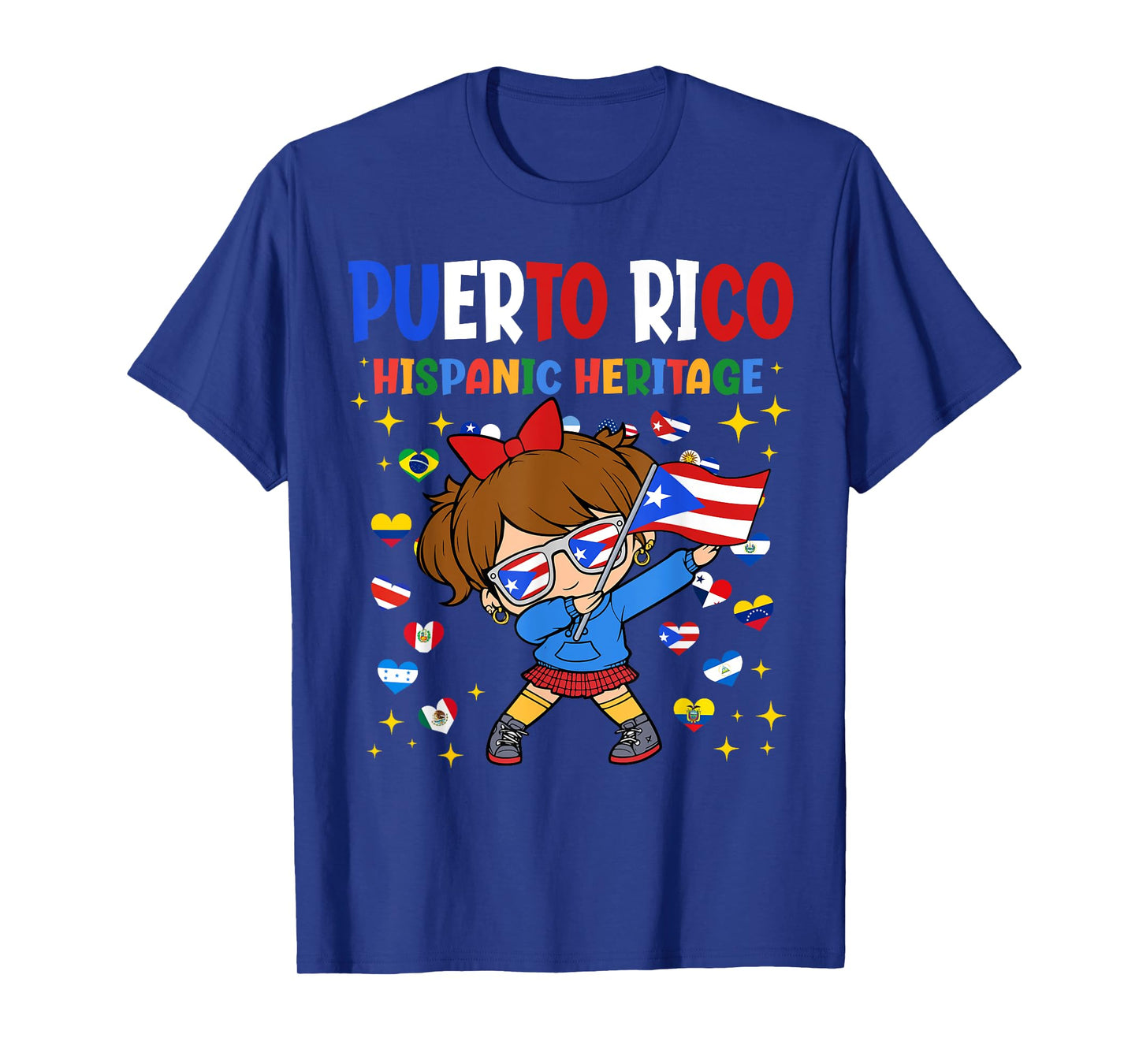 Hispanic Heritage Month Puerto Rico Flag Girl Kids T-Shirt