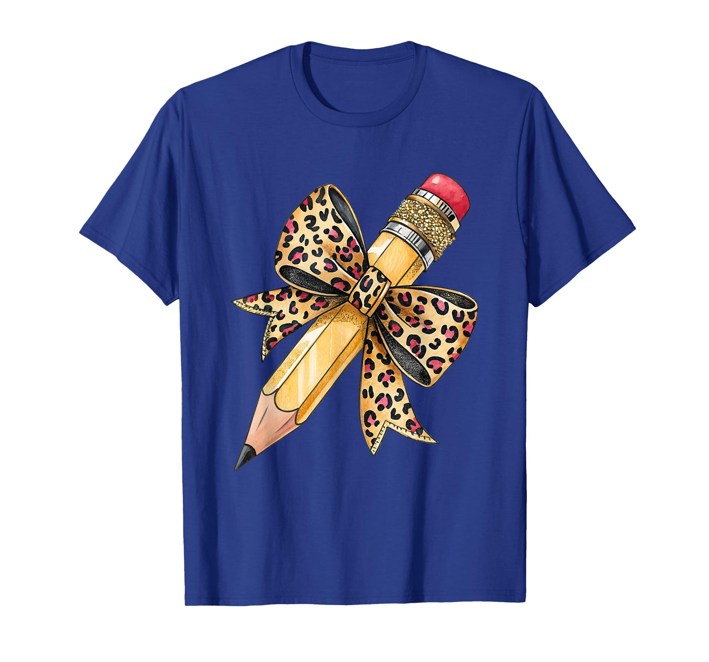Pencil Coquette Bow Leopard Funny First Day Back To School T-Shirt