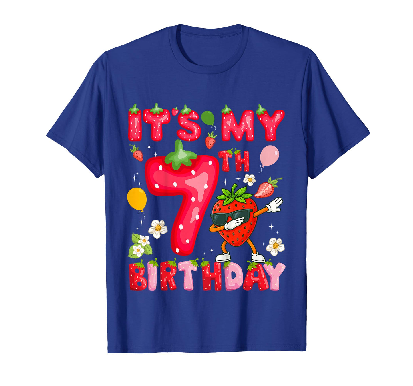 Its My 7th Birthday Boy Girl Seven Years Old Strawberry T-Shirt