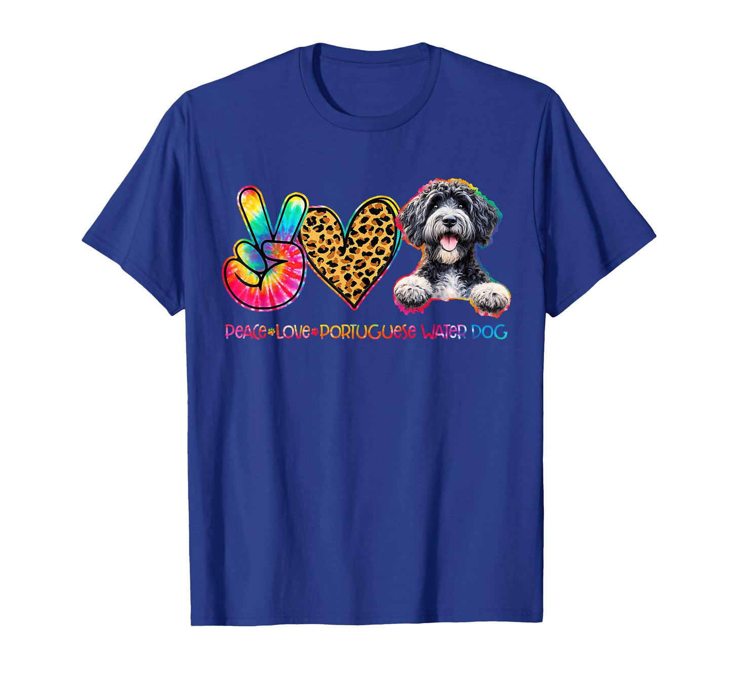 Peace Love Portuguese Water Dog Tie Dye Dog Lover T-Shirt