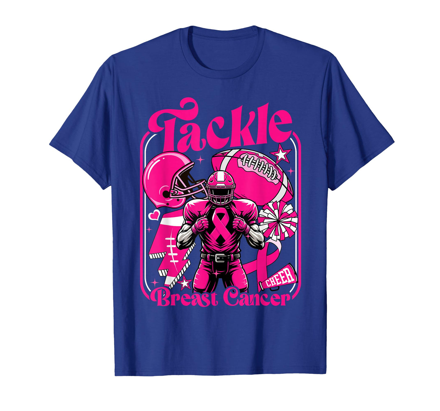 Tackle Breast Cancer Awareness Football Pink Ribbon Women T-Shirt
