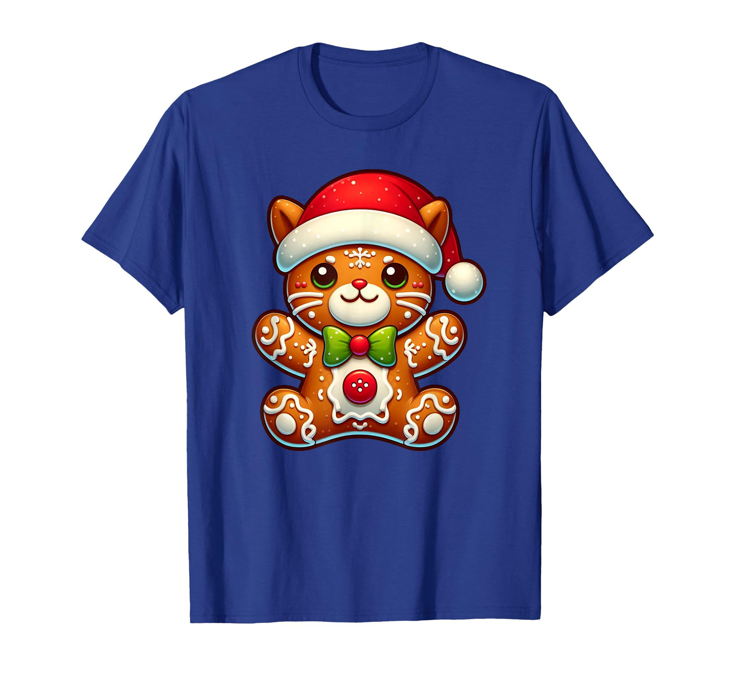 Funny Gingerbread Man Cat Christmas Womens Mens Kids T-Shirt
