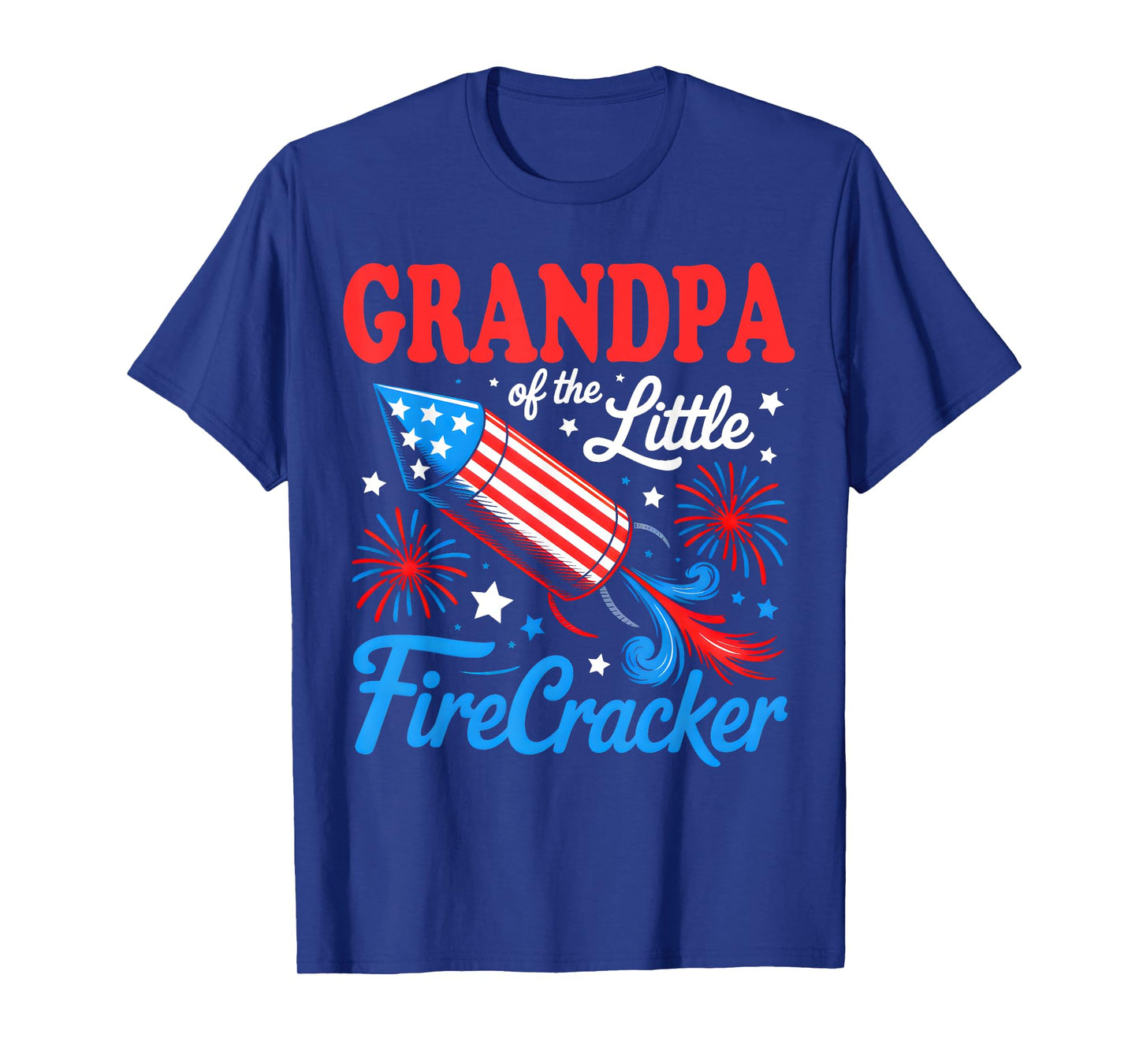Grandpa Of The Little Firecracker 4th of July Birthday Party T-Shirt