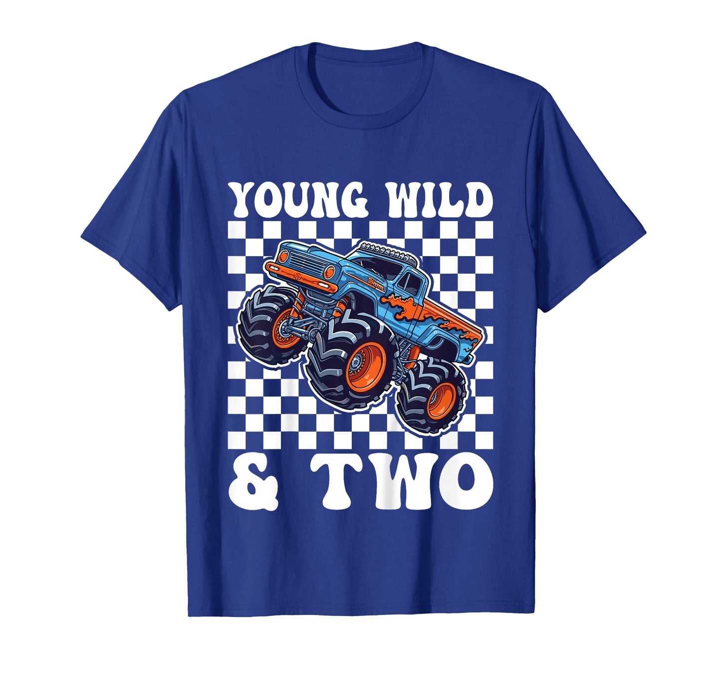 Kids 2nd Birthday Monster Truck Young Wild and Two 2 Year T-Shirt