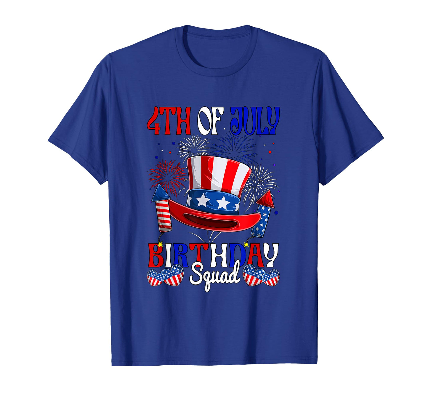 4th Of July Birthday Squad US Flag Fireworks Patriotic Team T-Shirt
