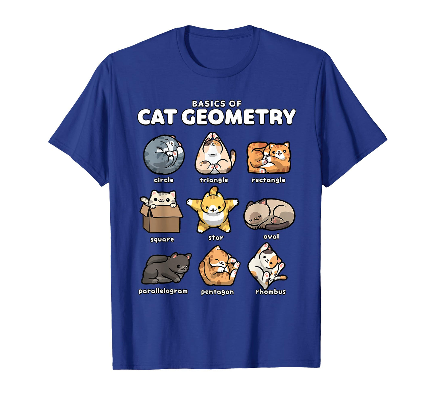 Basics of Cat Geometry Funny Cat Shapes Design T-Shirt