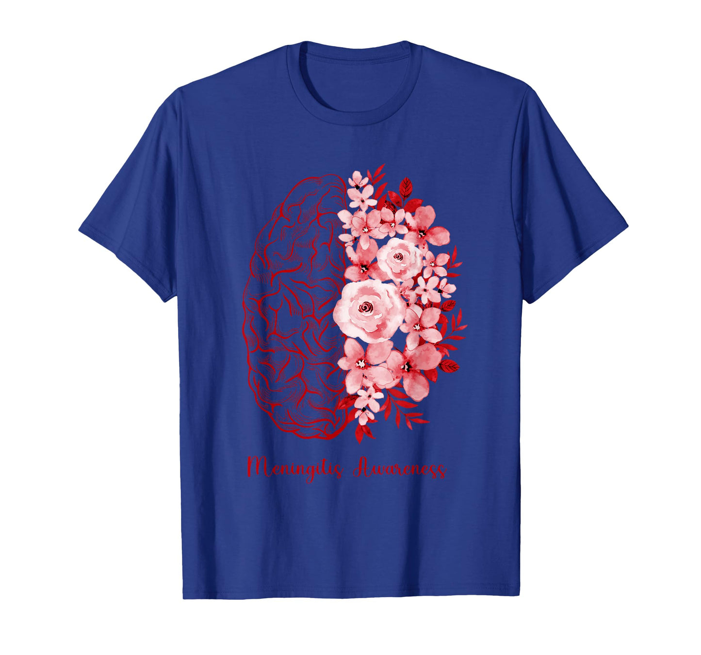 Meningitis Awareness Brain Flower Burgundy Ribbon T-Shirt