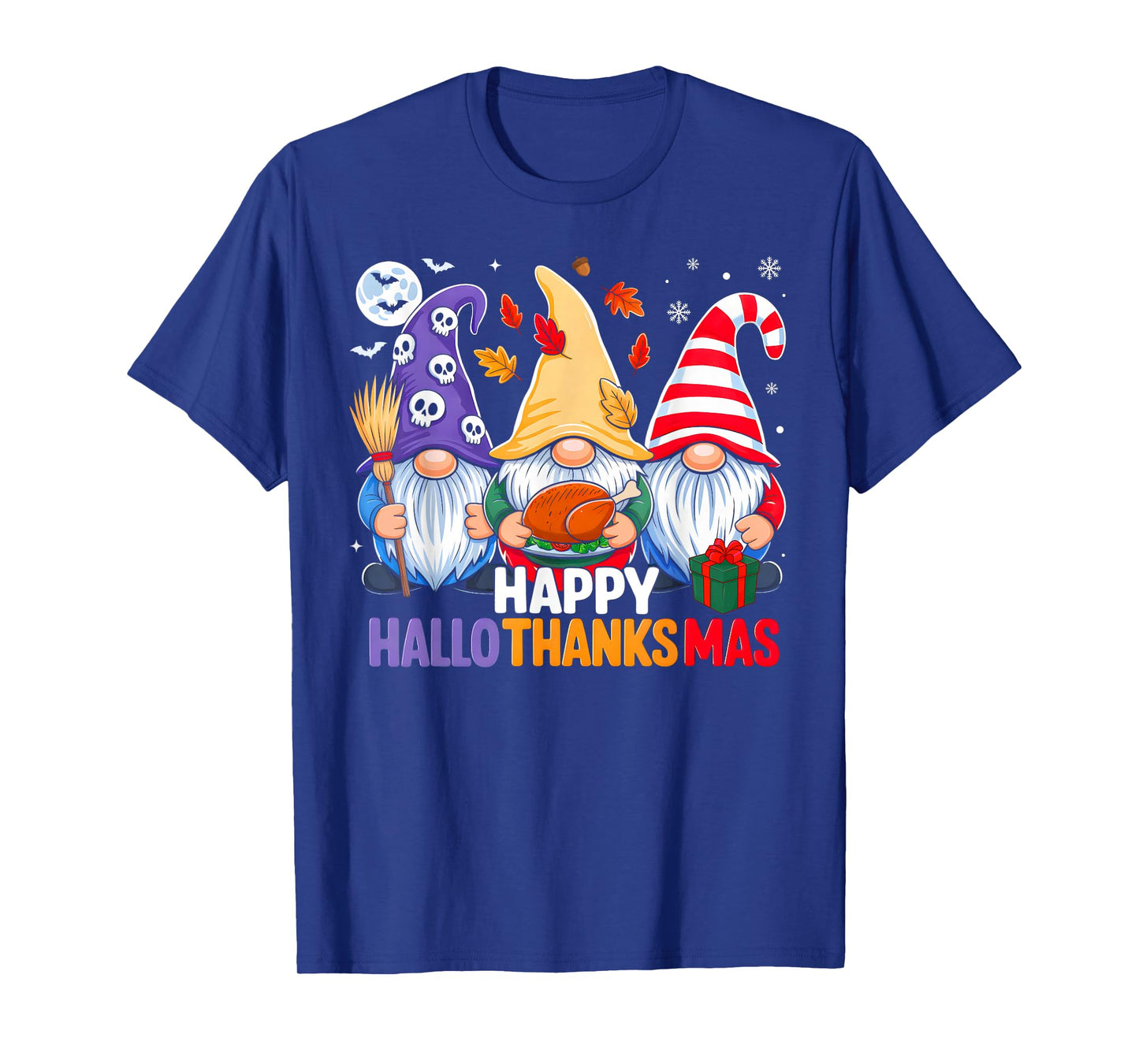 Three Gnomes Halloween Merry Christmas Happy Hallothanksmas T-Shirt