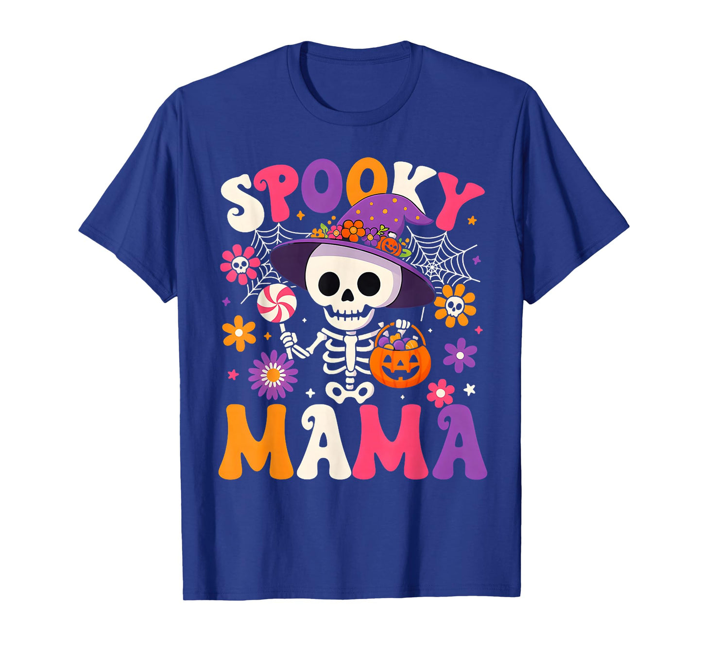 Spooky Mama Skeleton Pumpkin Candy Mommy Halloween Costume T-Shirt