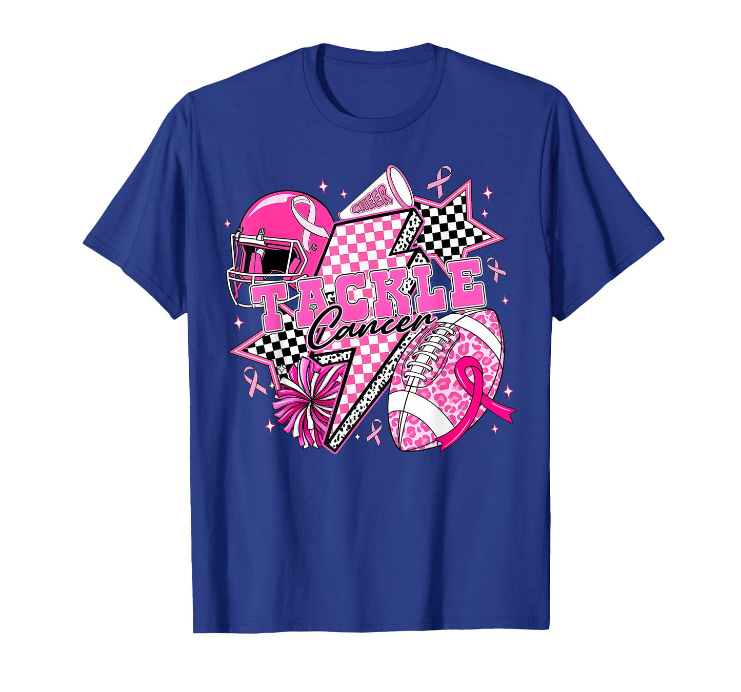 Tackle Cancer Football Pink Ribbon Cheer Breast Cancer Aware T-Shirt