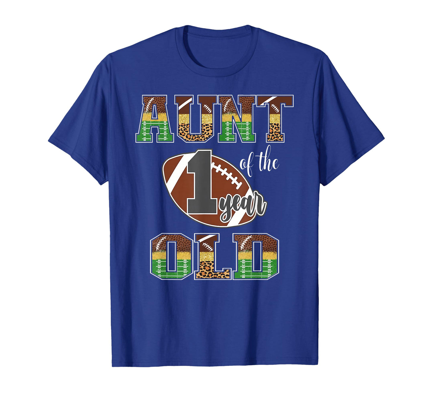 Aunt Of The 1 Year Old Football 1St Year Down Birthday T-Shirt