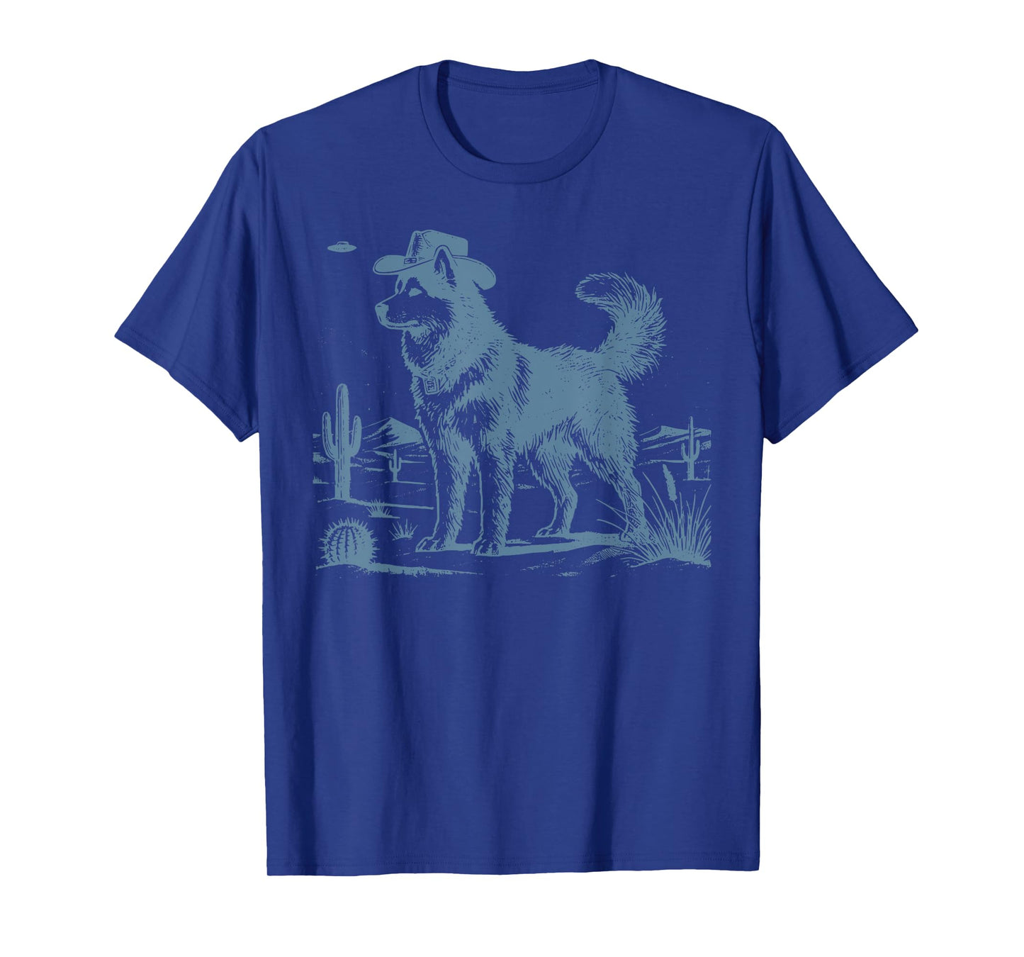 Cowboy Hat Siberian Husky Mom Dad Vintage UFO Western Alien T-Shirt