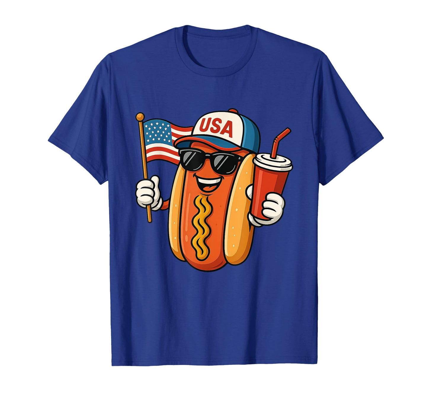 Funny USA Hotdog 4th of July Cookout Parade Food Humor Men Women Kids T-Shirt