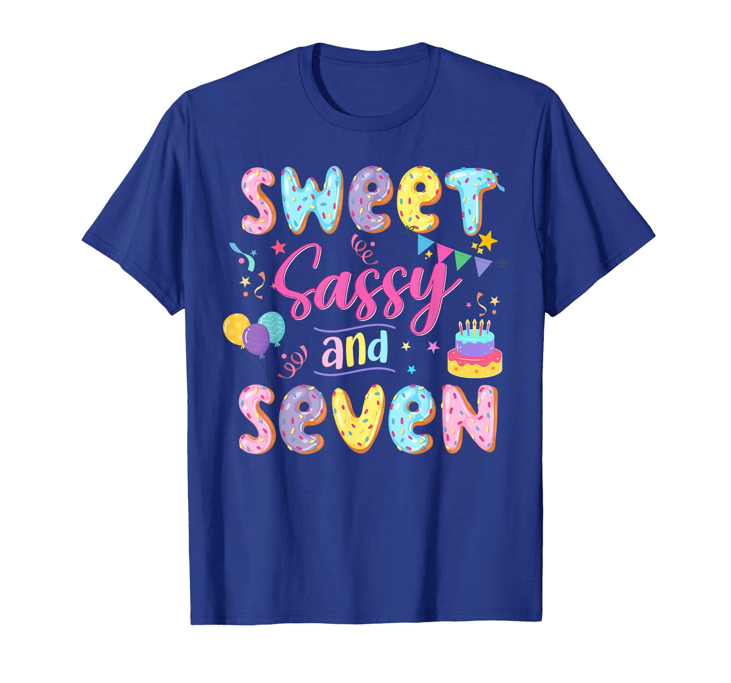 7Th Birthday Girl Sweet Sassy And Seven Donut 7 Year Old Kid T-Shirt