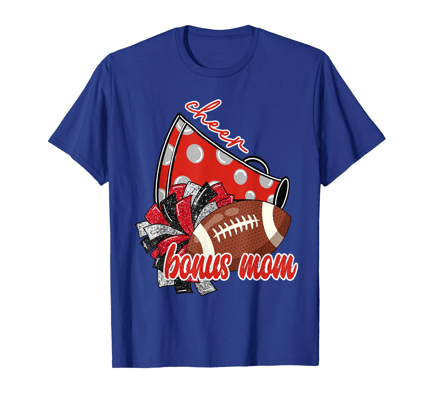 Cute Cheer Bonus Mom Graphic Tee Trendy Megaphone Football T-Shirt