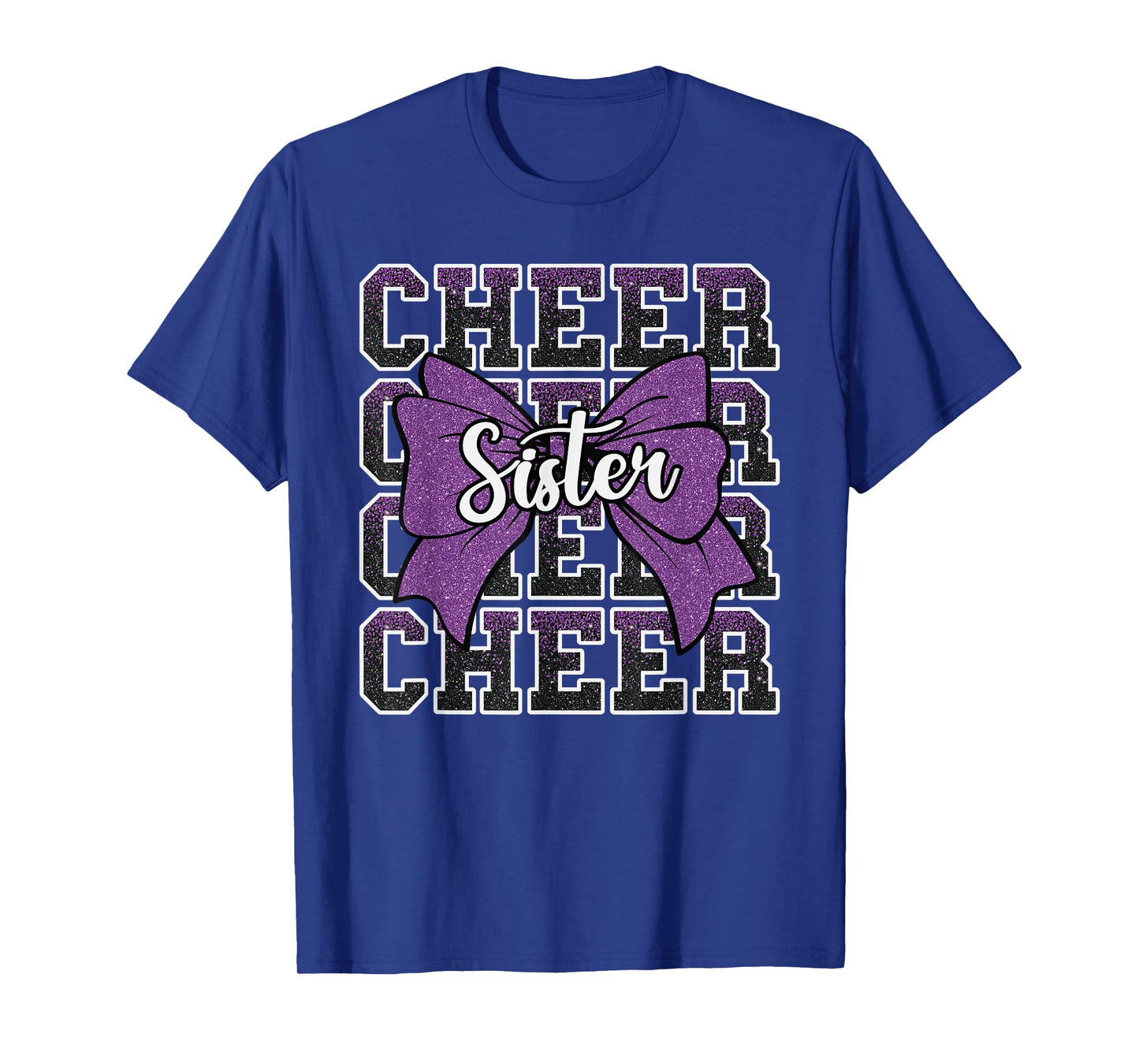 Cheer Sister Bow Sport Cheerleader Cheerleading Purple T-Shirt
