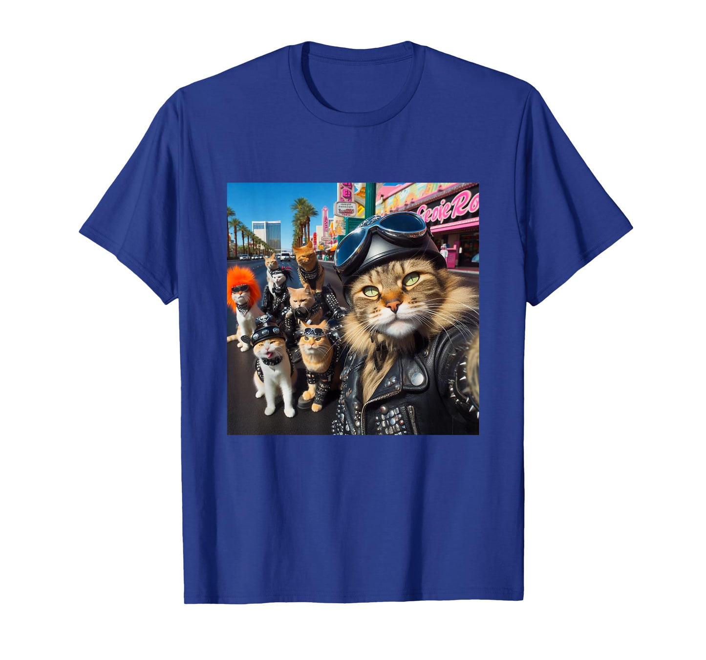 Funny Biker Cats Gangster Cats Street Motorcycle Cat Selfie T-Shirt