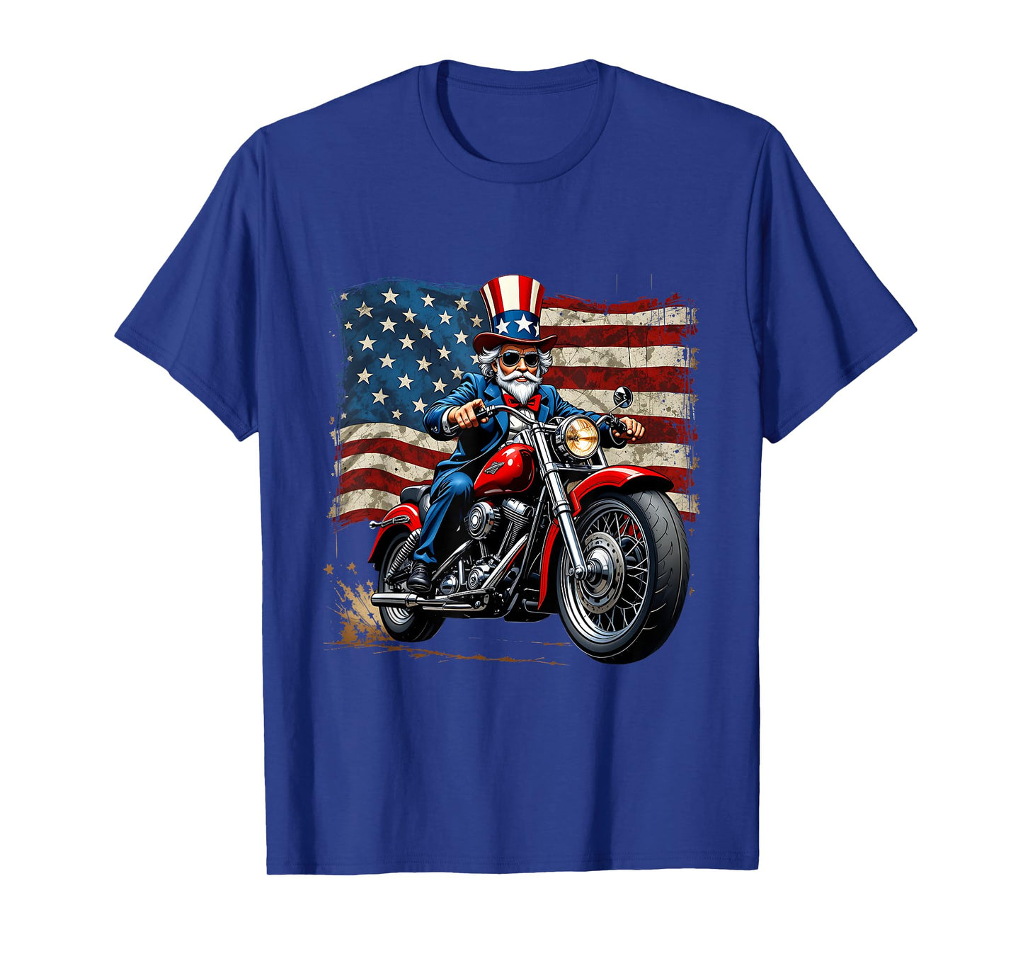 4th of July Graphic Funny Patriotic Ridding Motorcycle T-Shirt