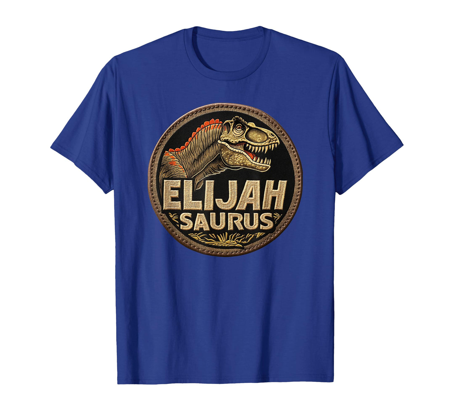 Elijah Saurus Funny Personalized Dinosaur T Rex Boys Name T-Shirt