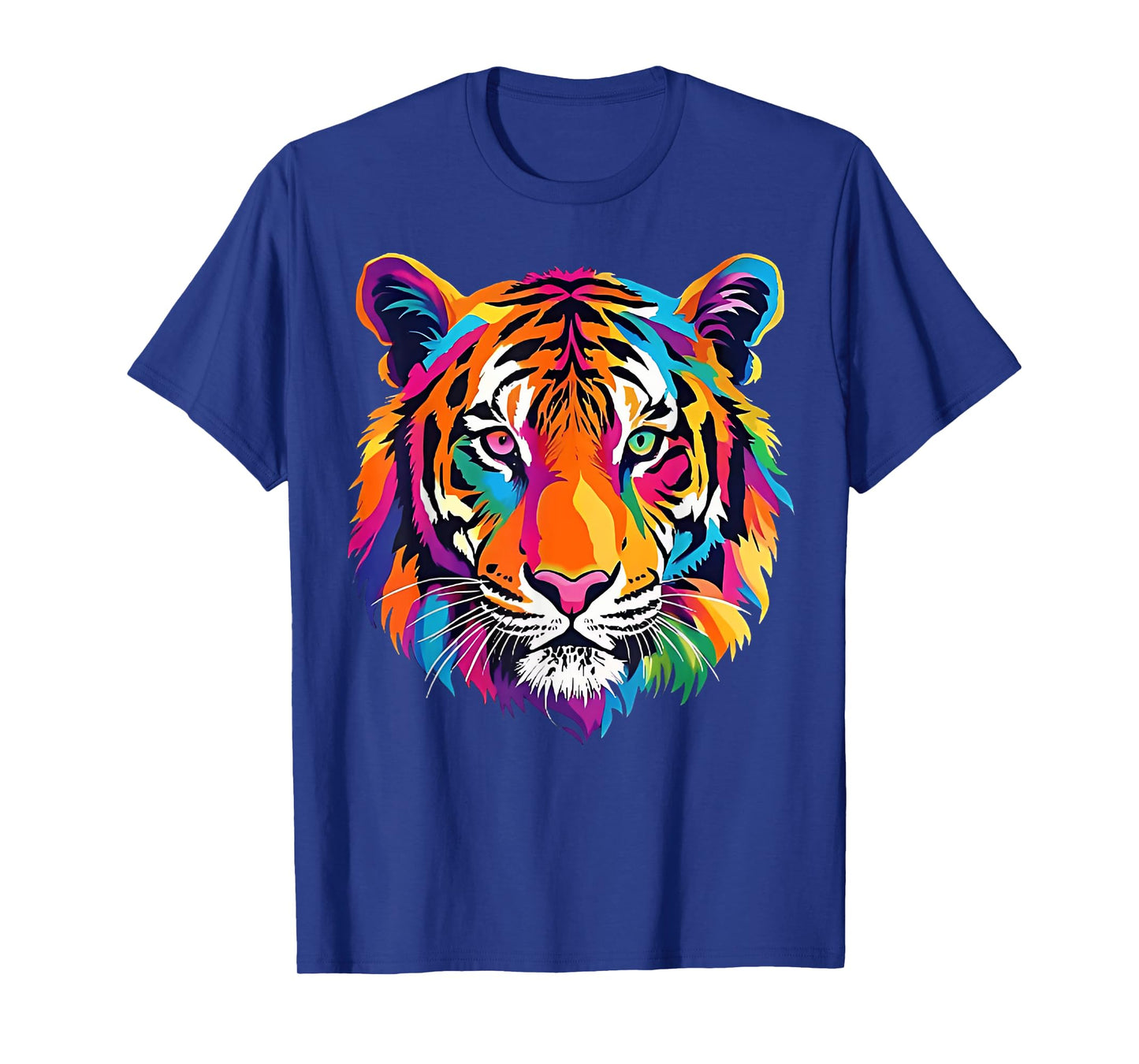 Colorful Tiger Graphic Animal Rainbow Funny Tiger Head T-Shirt