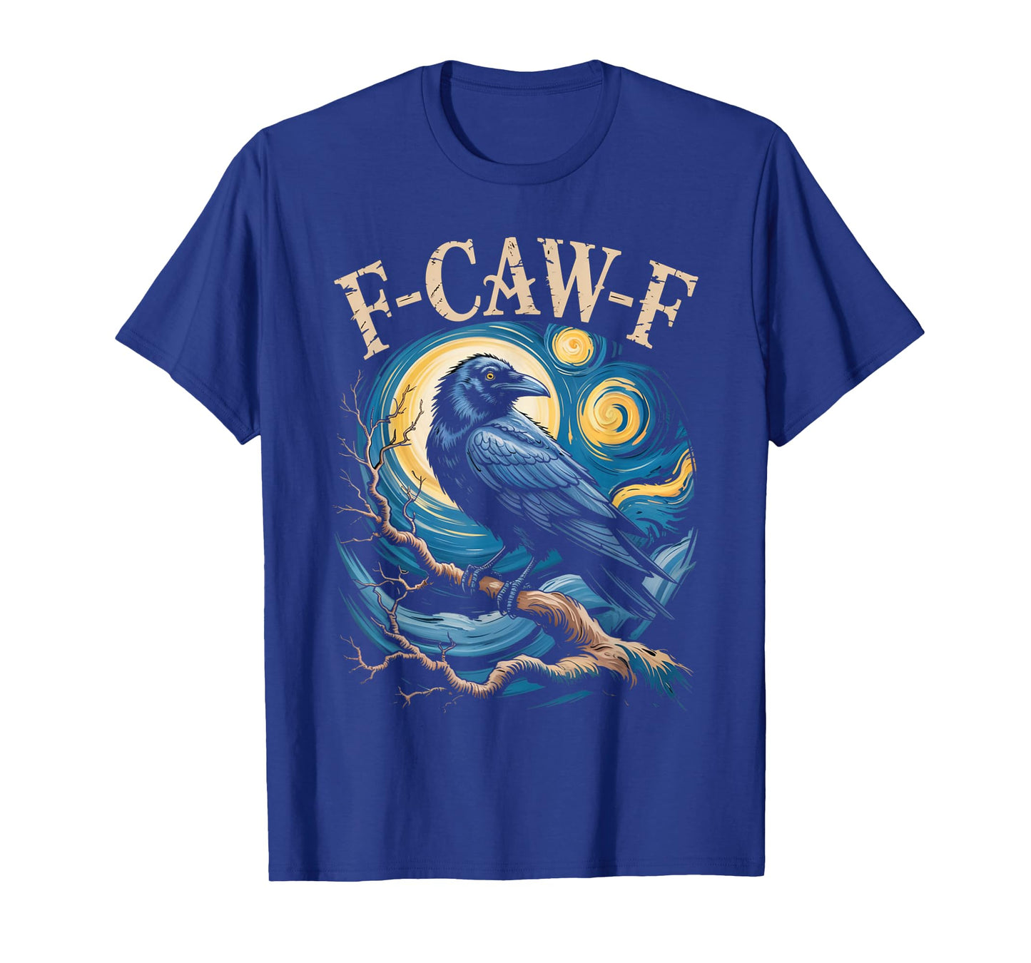 Black Crow F-Caw-F Black Bird Starry Night Van Gogh T-Shirt