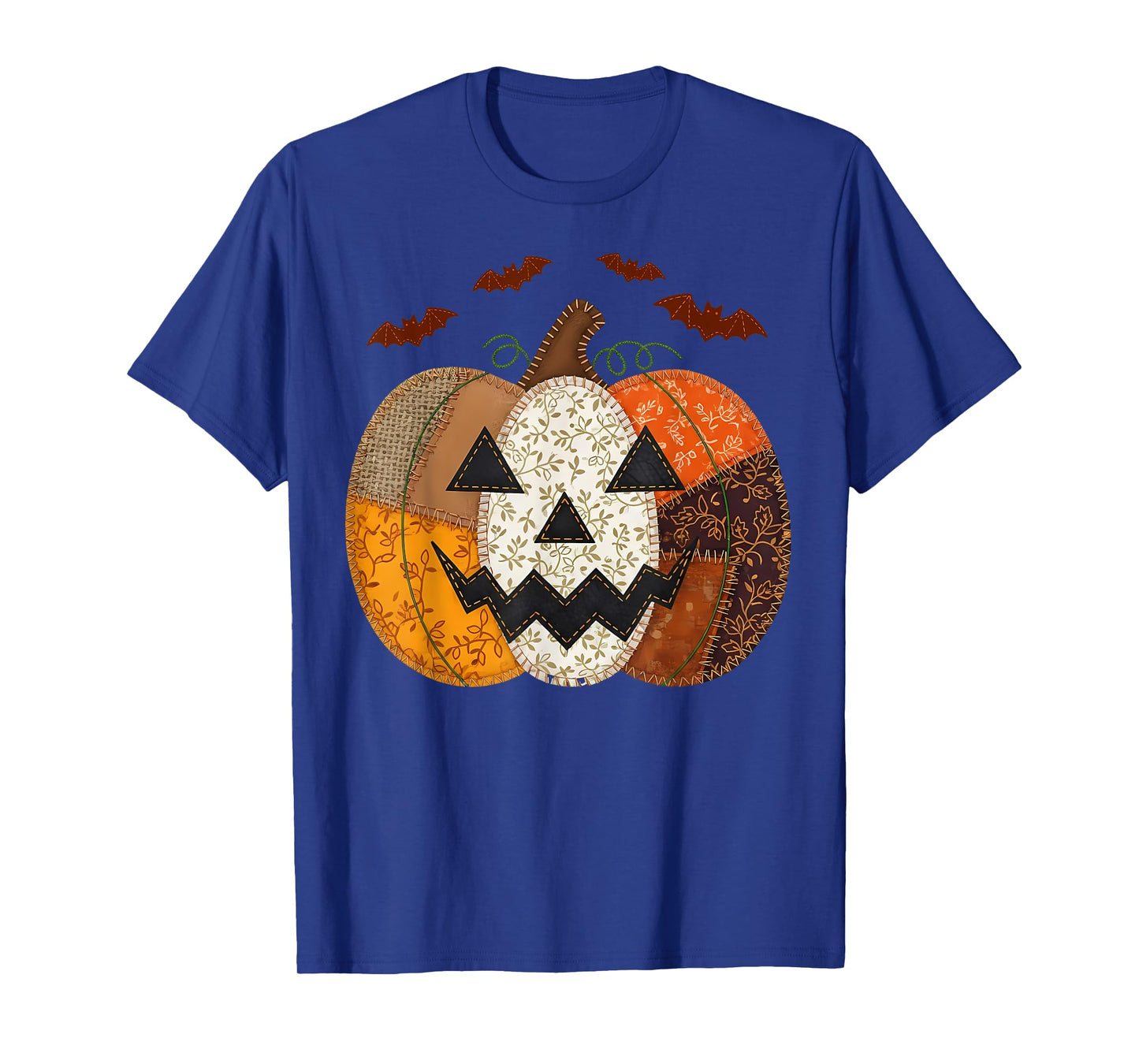 Vintage Pumpkin Patchwork Halloween Fall Aesthetic T-Shirt