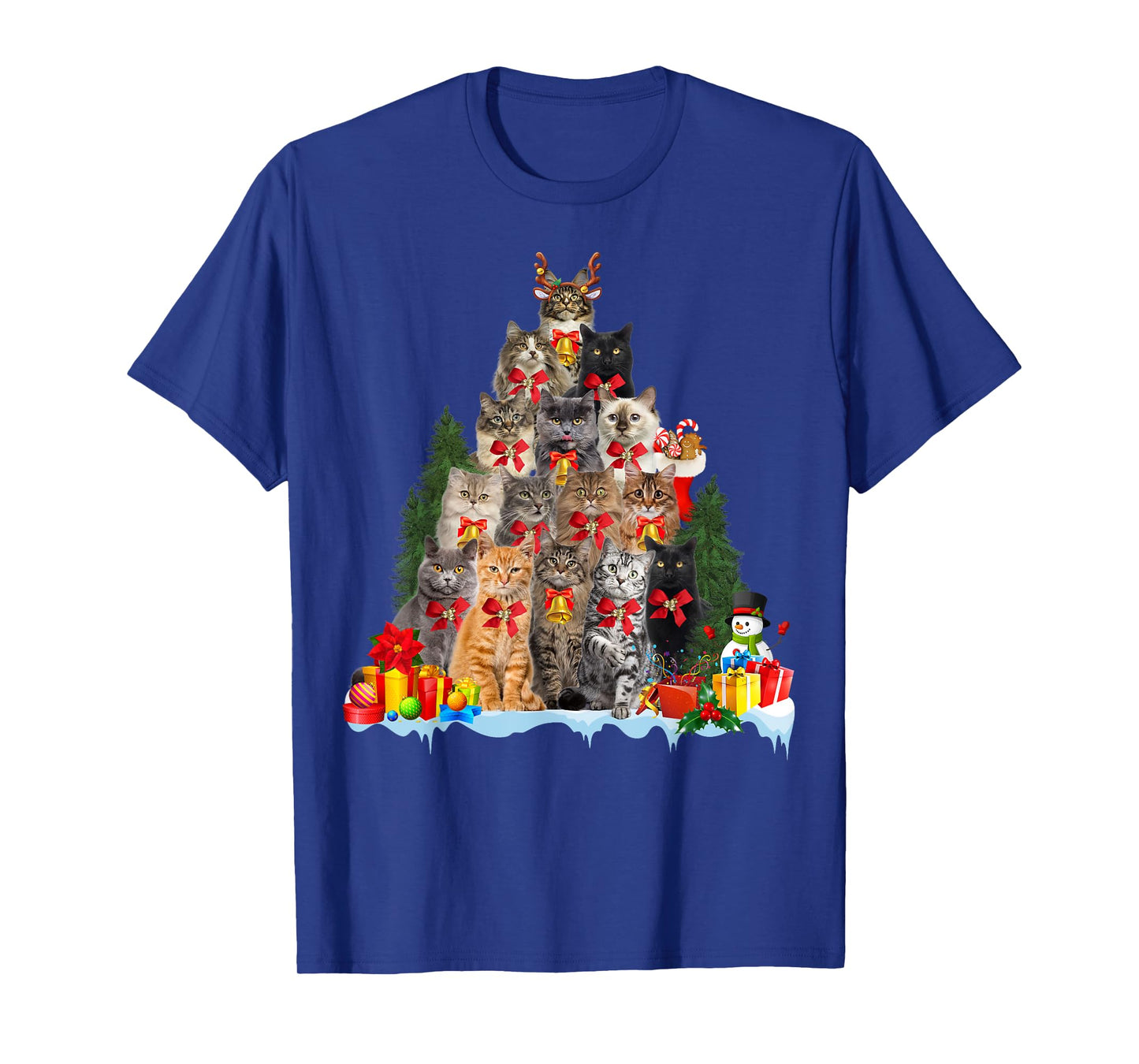 Christmas Pajama Cat Xmas Tree Ornament Cat Lover, Cat Mom T-Shirt