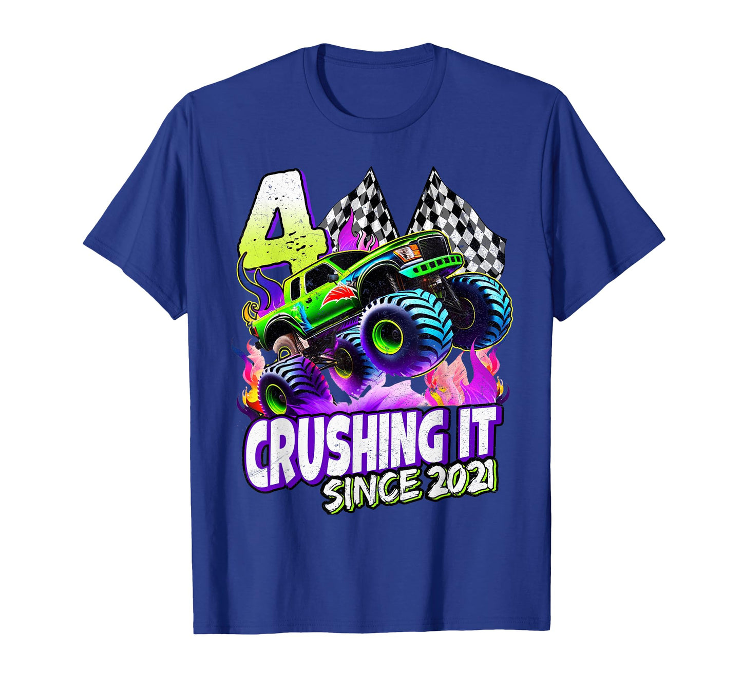 Birthday Boys Monster Truck 4 Year Old 4th Birthday Party T-Shirt