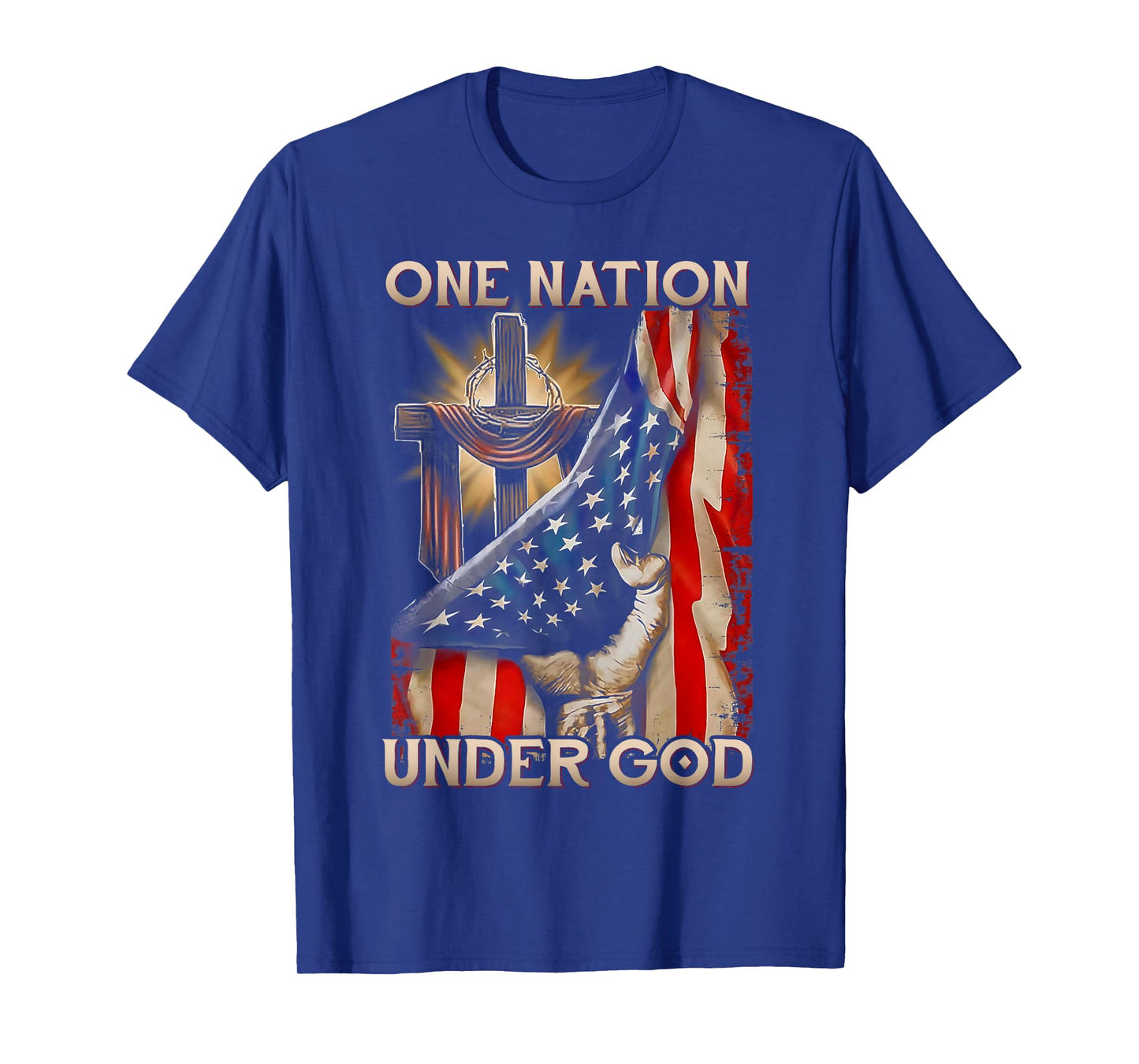 One Nation Under God US Flag 4th Of July Patriotic Christian T-Shirt