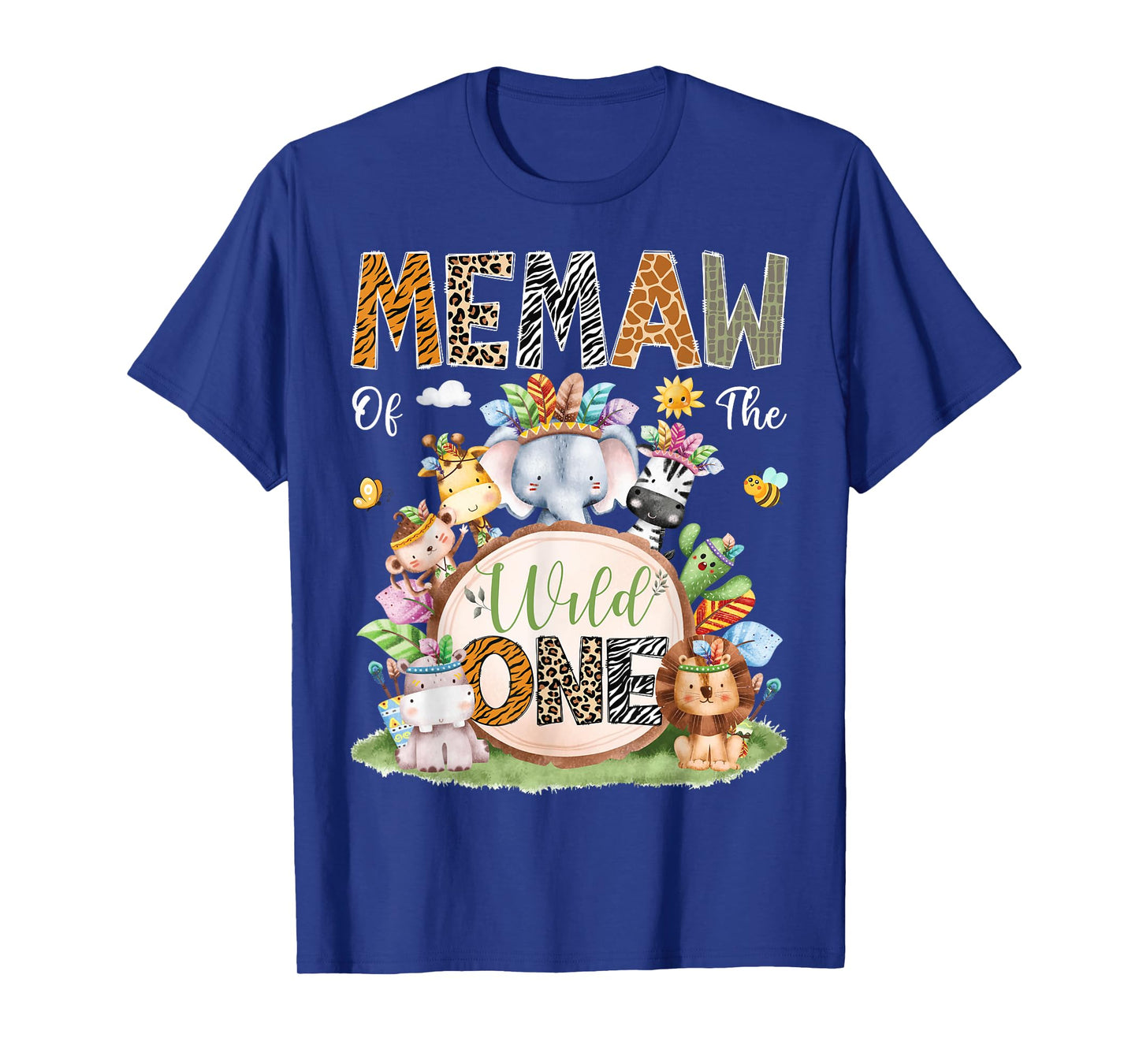 Memaw Of The Wild One Safari Tribal Animal 1St Birthday T-Shirt