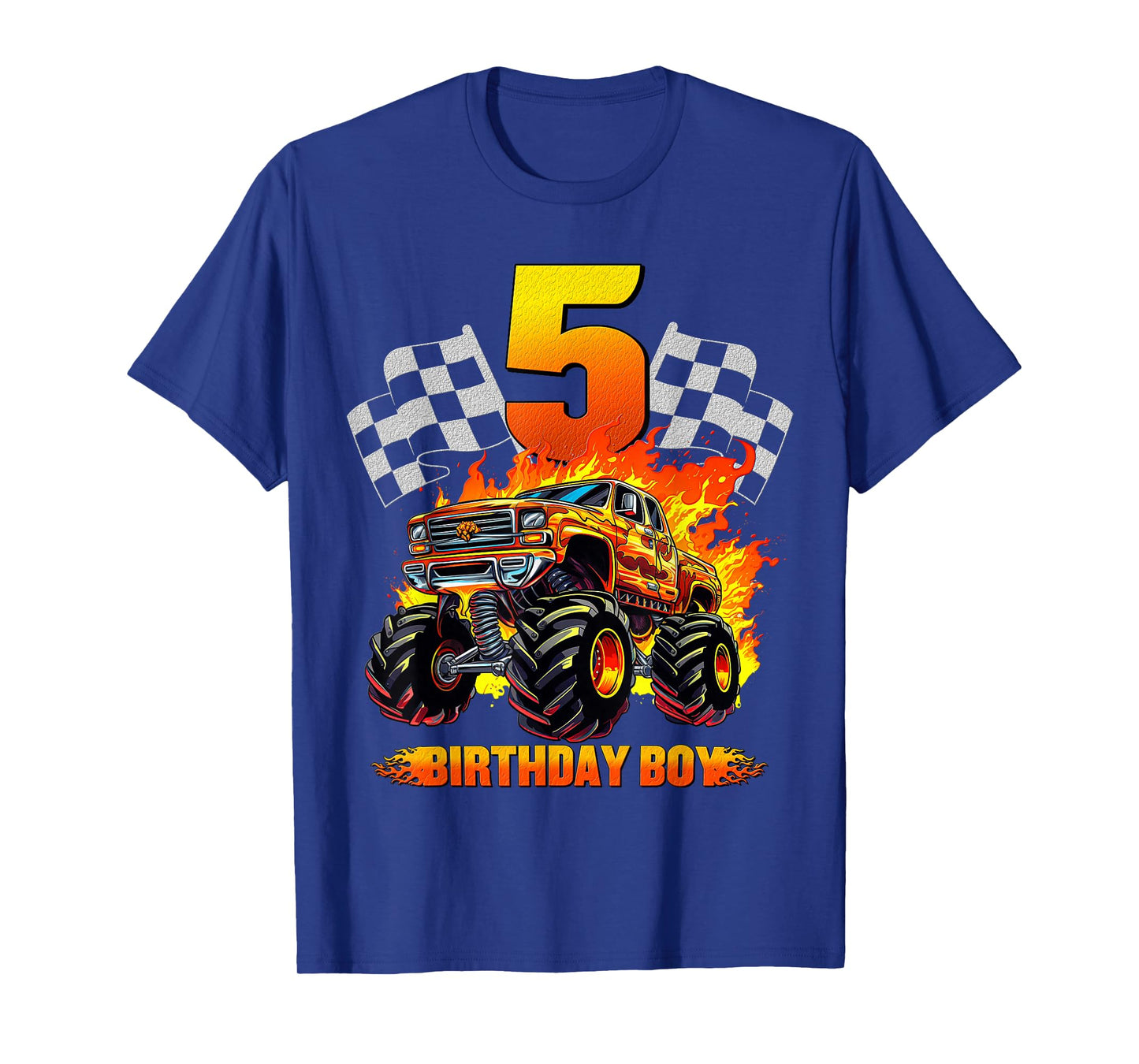 5 Year Old Birthday Monster Truck 5th Birthday Boy Kids T-Shirt