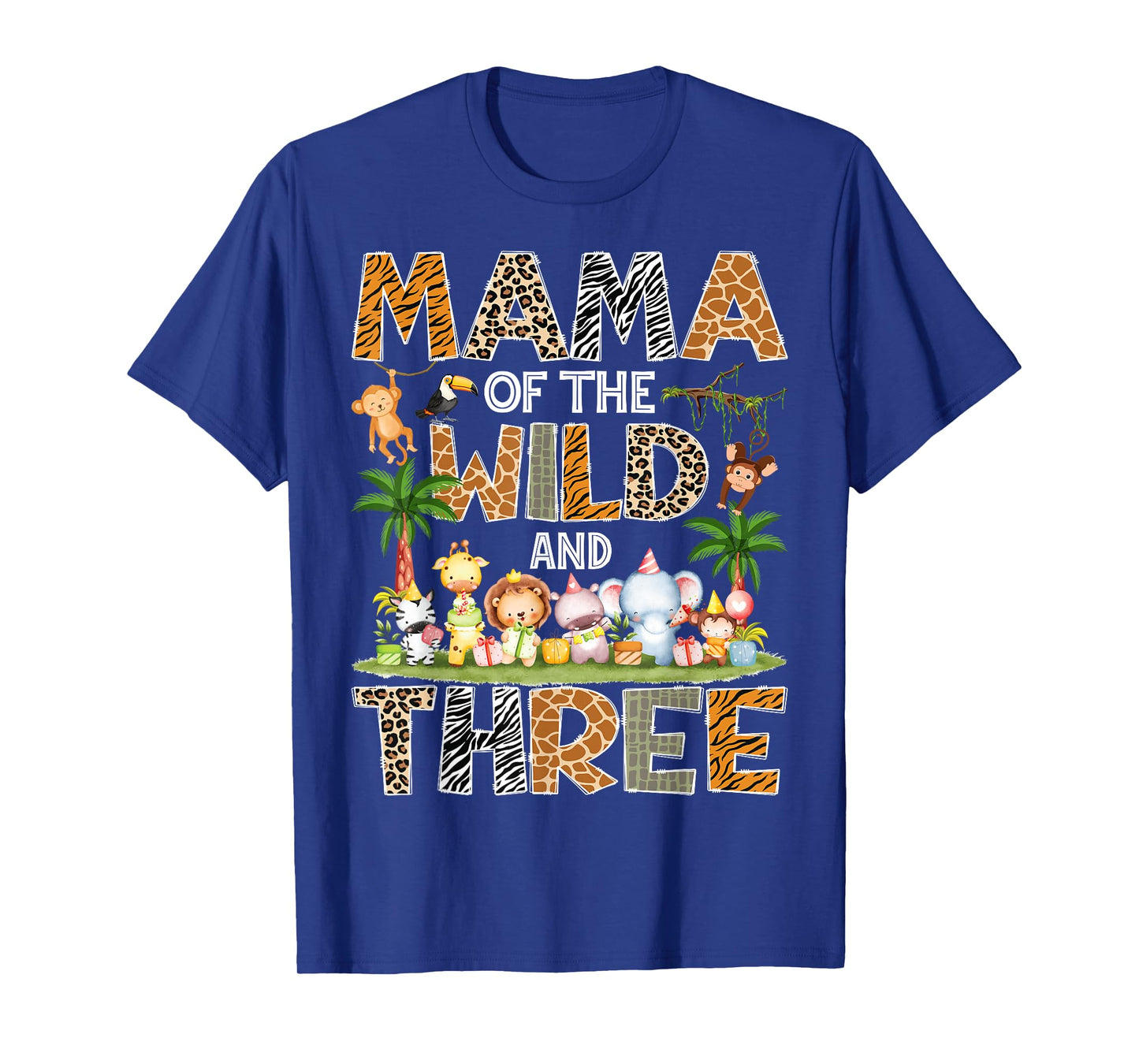 Mama Of The Wild & Three 3Rd Birthday Safari Jungle T-Shirt