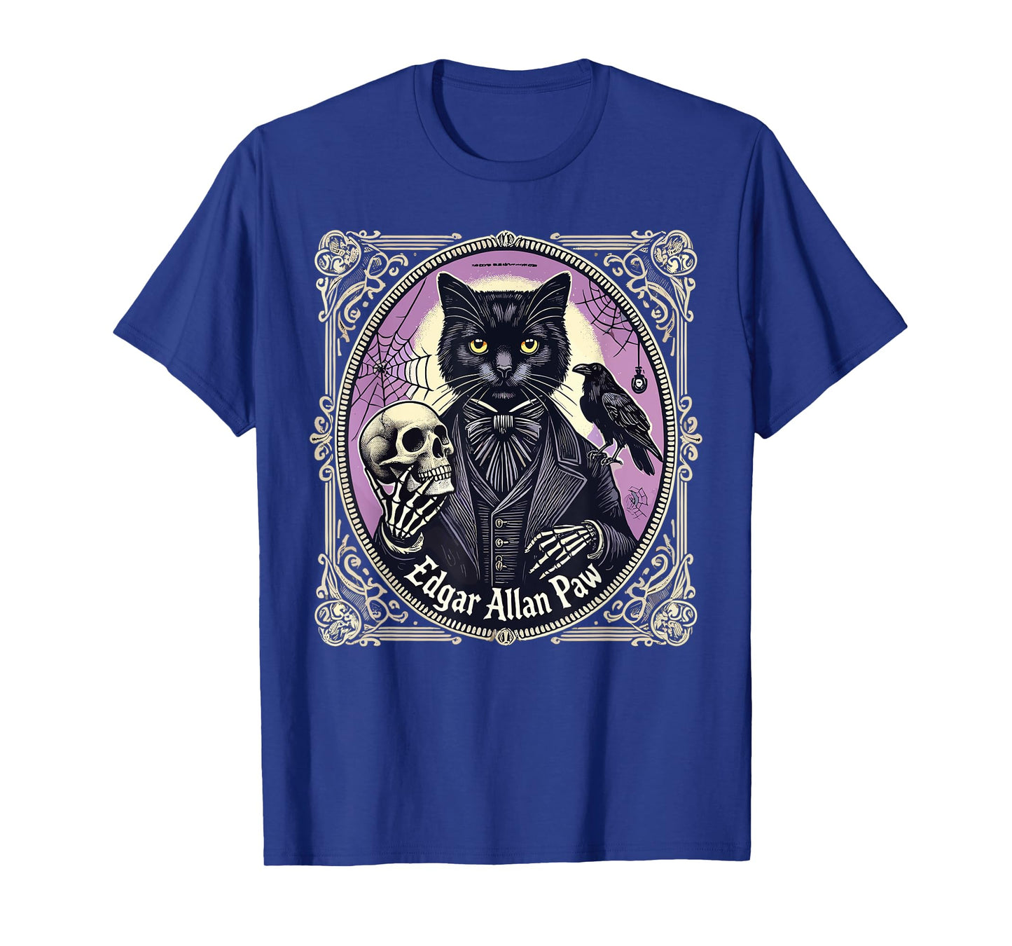 βEdgar Allan Pawβ Funny Pun Black Cat Gothic Theme T-Shirt