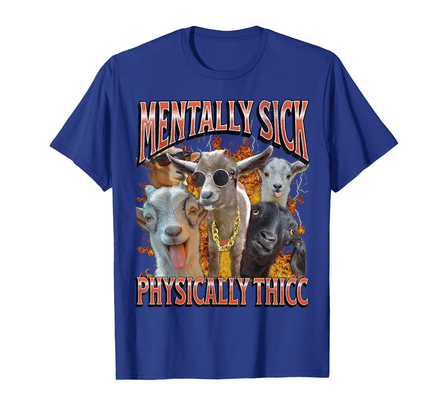 Physically Thicc Funny Offensive Goat Adult Humor Bootleg T-Shirt