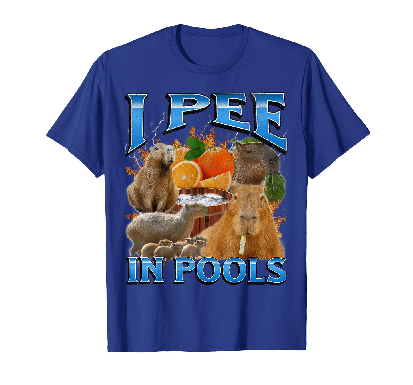 I Pee In Pools Funny Capybara Meme Bootleg Y2K Graphic T-Shirt