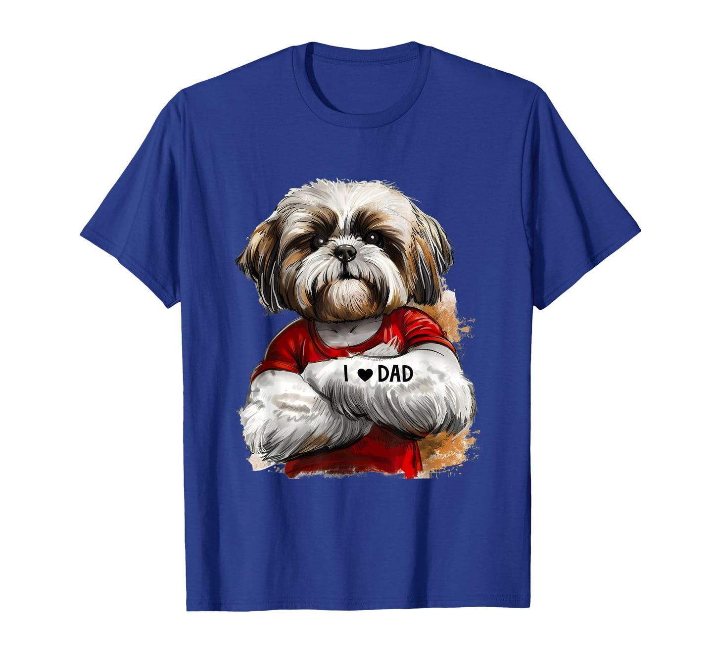 I Love Dad Tattoo Shih Tzu Dad Funny Father's Day T-Shirt