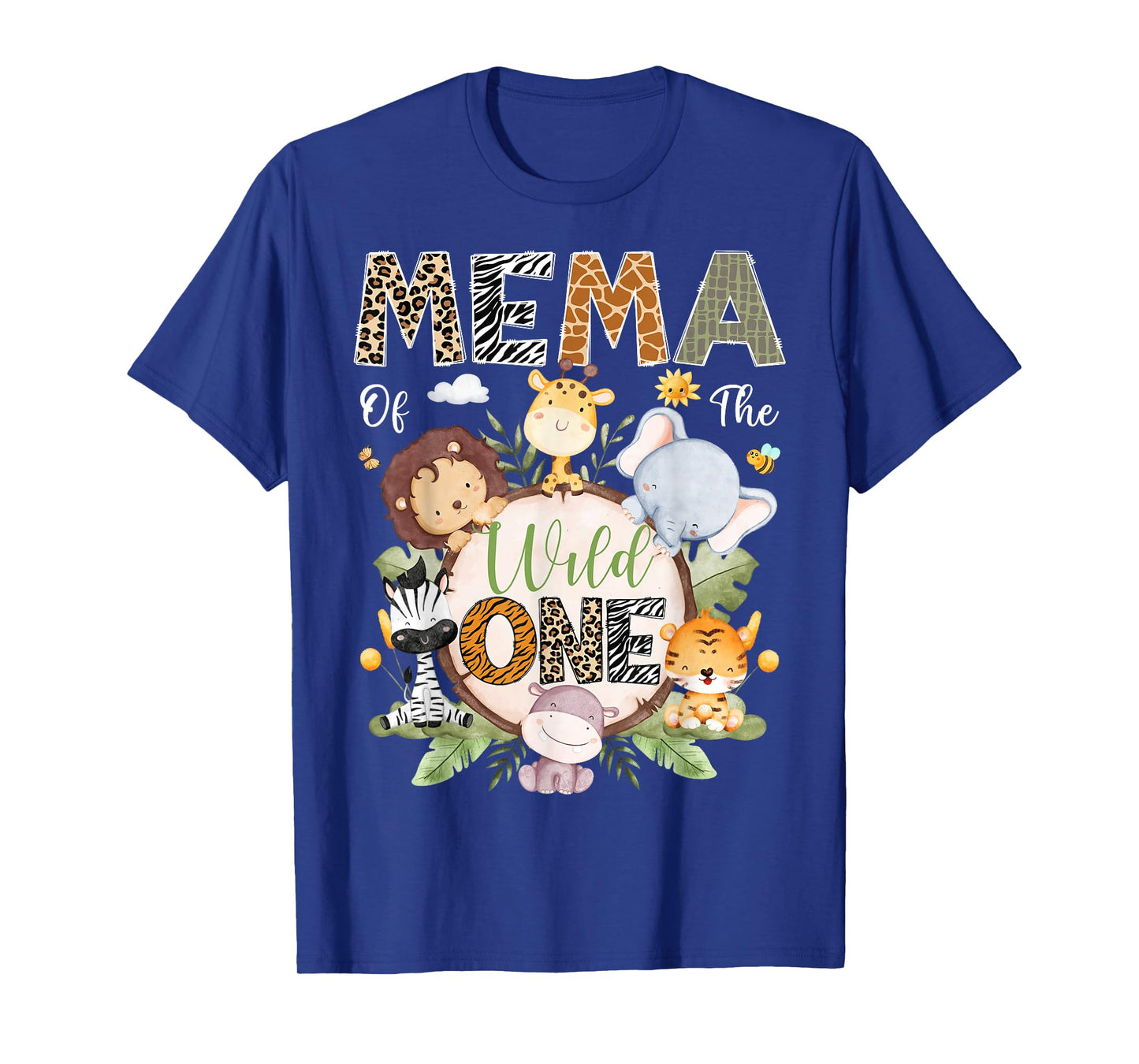 Mema of The Wild One 1St Birthday Jungle Safari Animals T-Shirt