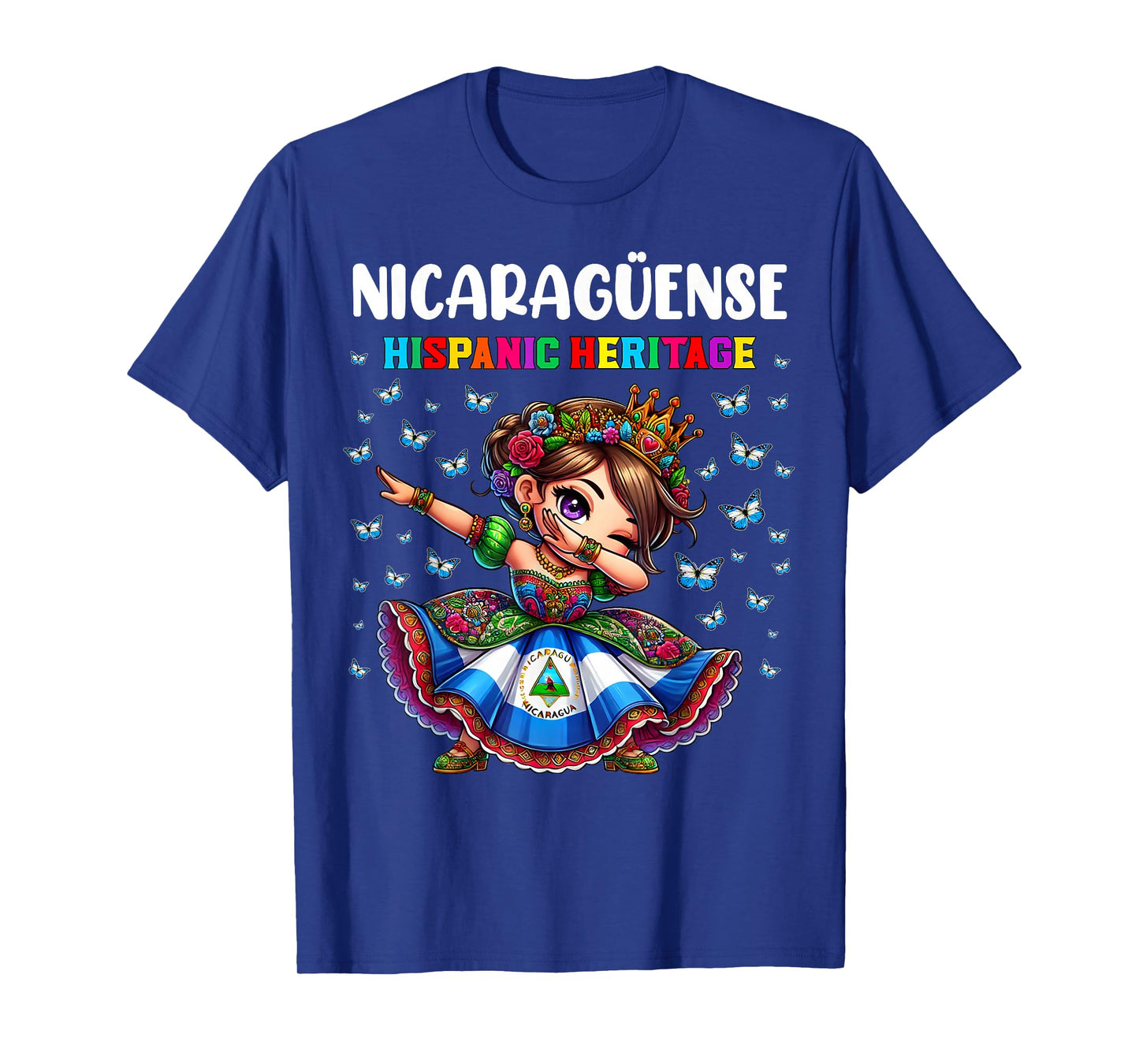 Nicaragua Hispanic Heritage Month Celebration girls kids T-Shirt