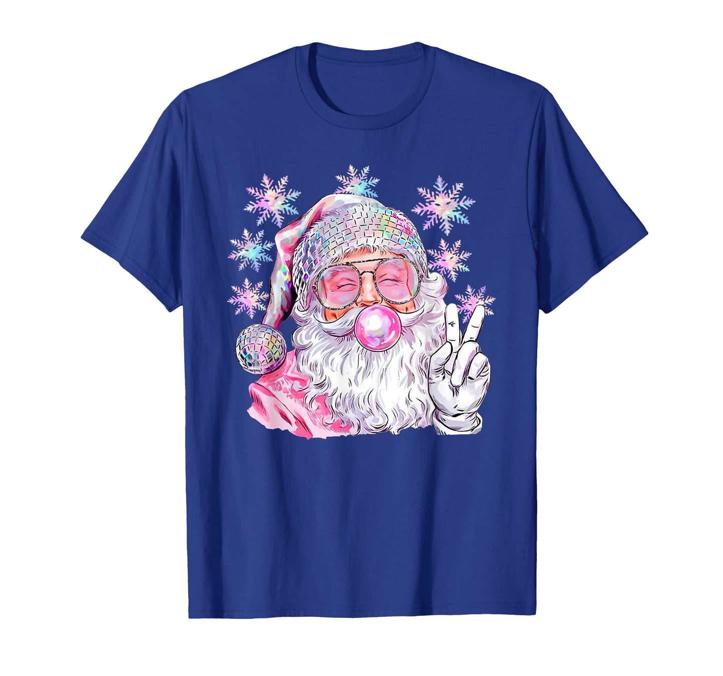 Vintage Retro Santa Christmas Pink Sunglasses Bubble Gum T-Shirt