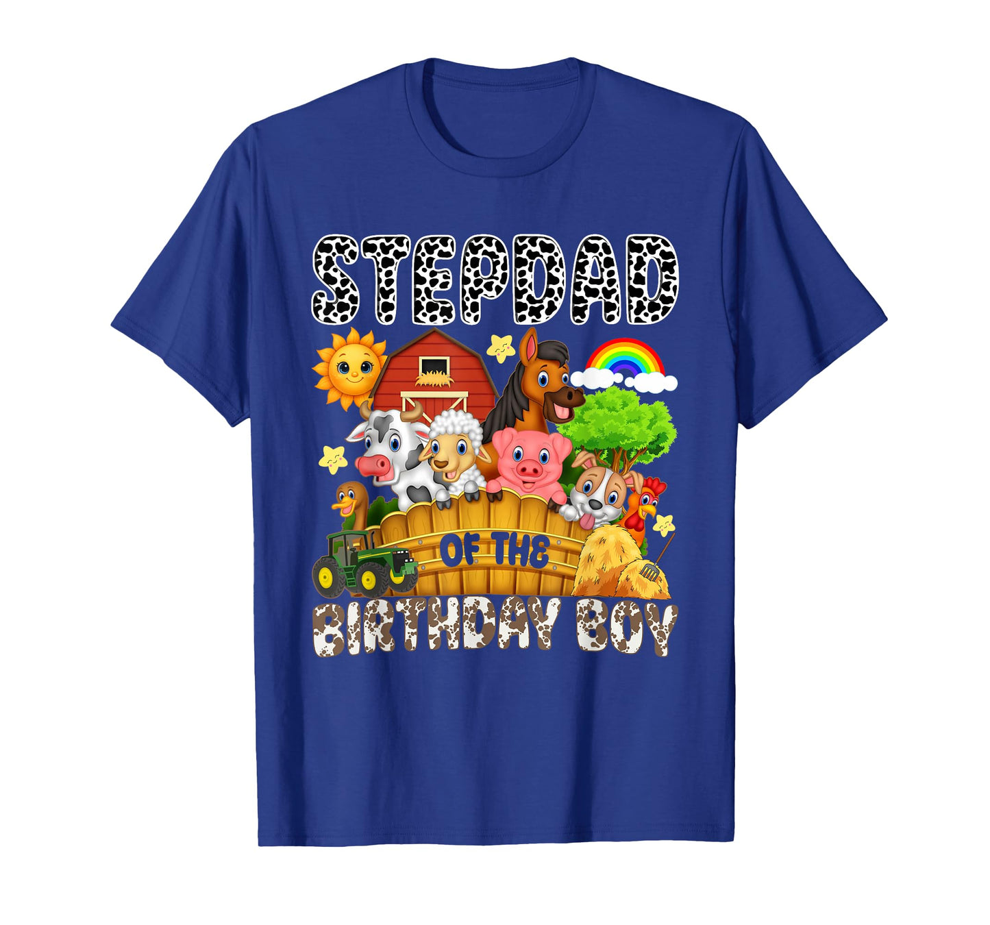 Stepdad of The Bday Boy Farm Animals Matching Farm Theme T-Shirt