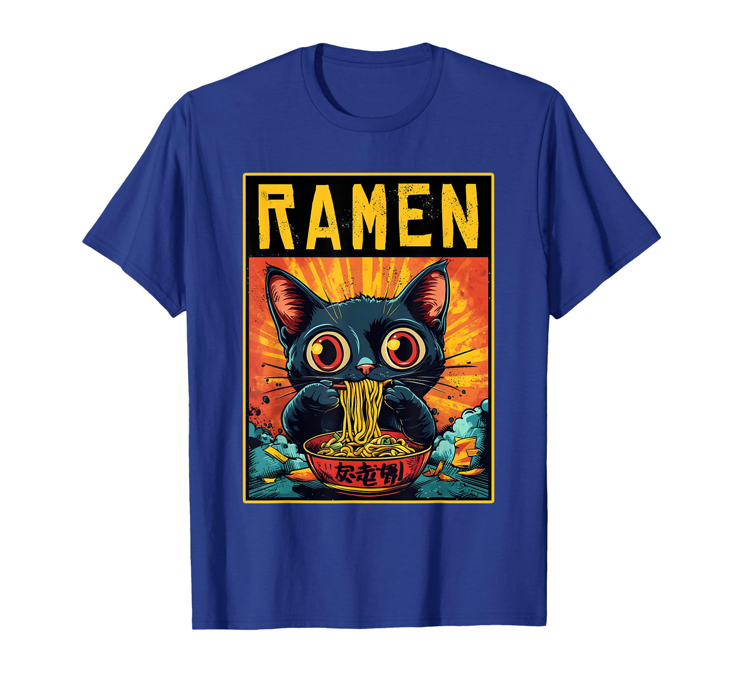 Funny Ramen Cat Tee Japan Anime Manga Kawaii Ramen Noddles T-Shirt