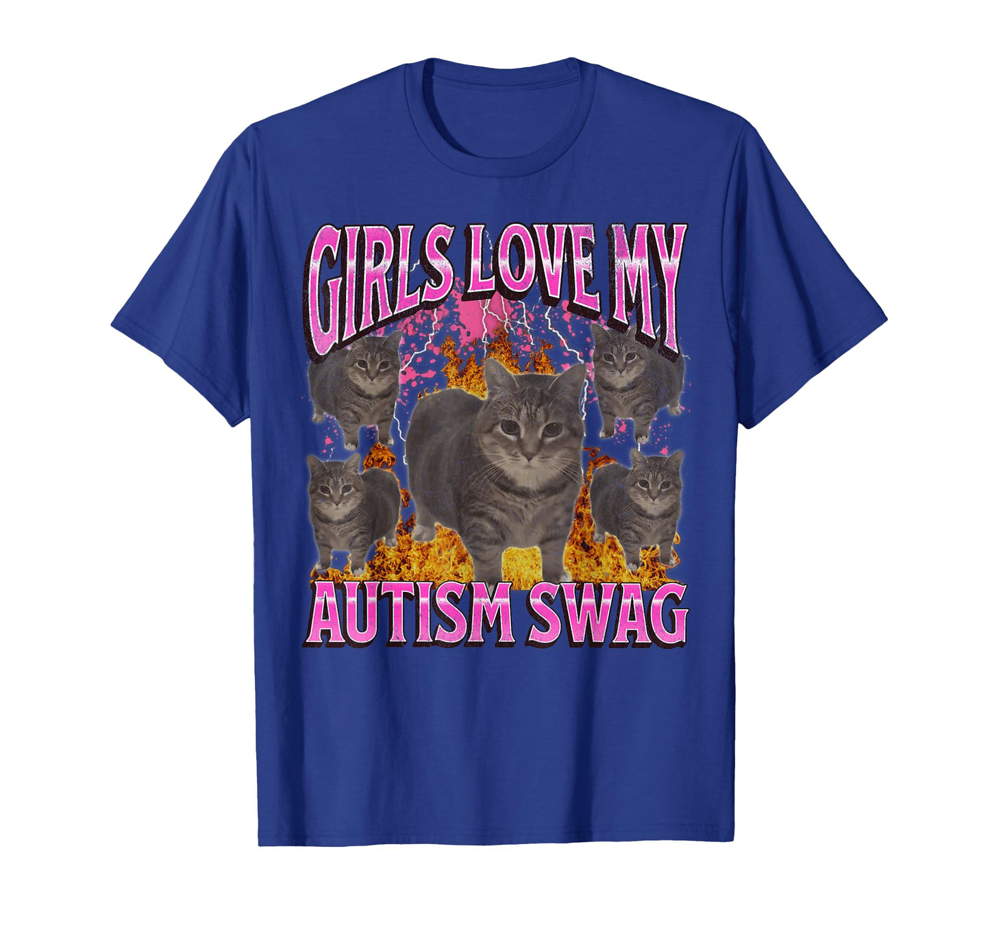 Girls Love My Autism Swag Funny Cat Meme Bootleg Graphic T-Shirt