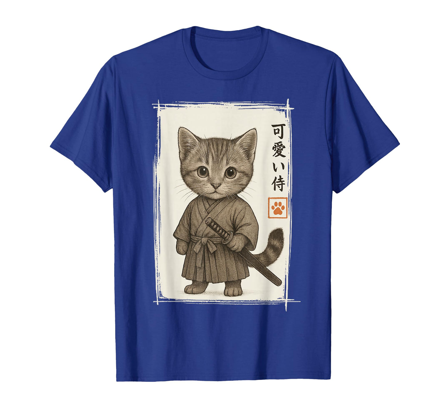 Samurai Kitten Japanese Anime Funny Cat Gifts Men Women Kid T-Shirt