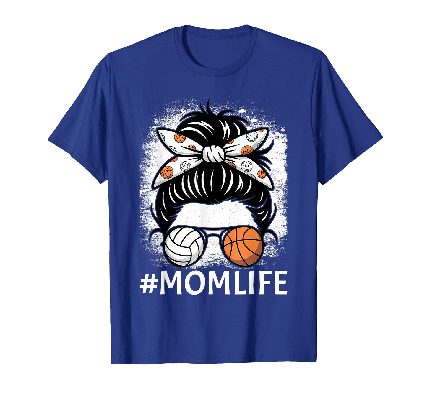 Dy Mom Life Volleyball Basketball Mothers Day Messy Bun T-Shirt