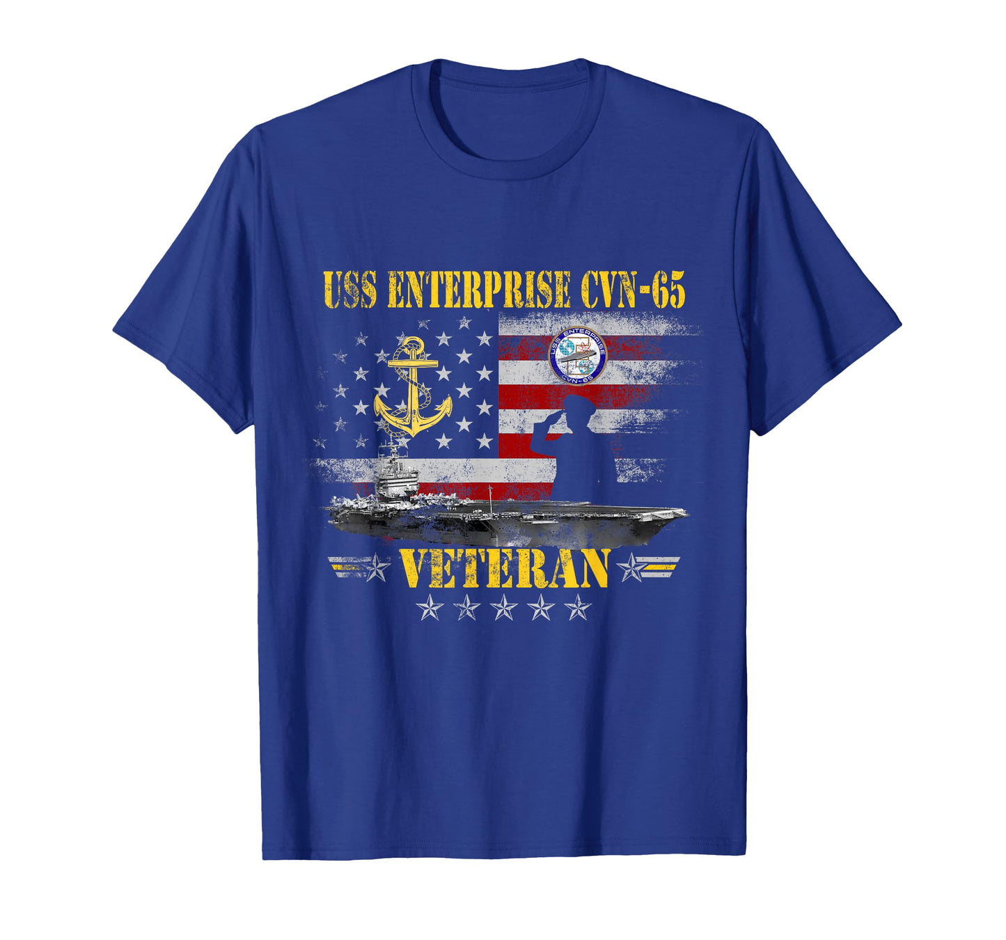 USS Enterprise CVN-65 Aircraft Carrier Veteran USA Flag Tee T-Shirt