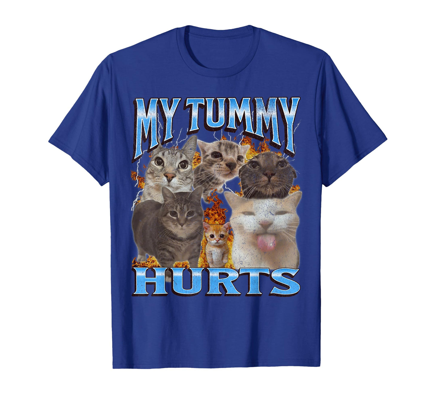 My Tummy Hurts Funny Cat Meme Bootleg Graphic T-Shirt