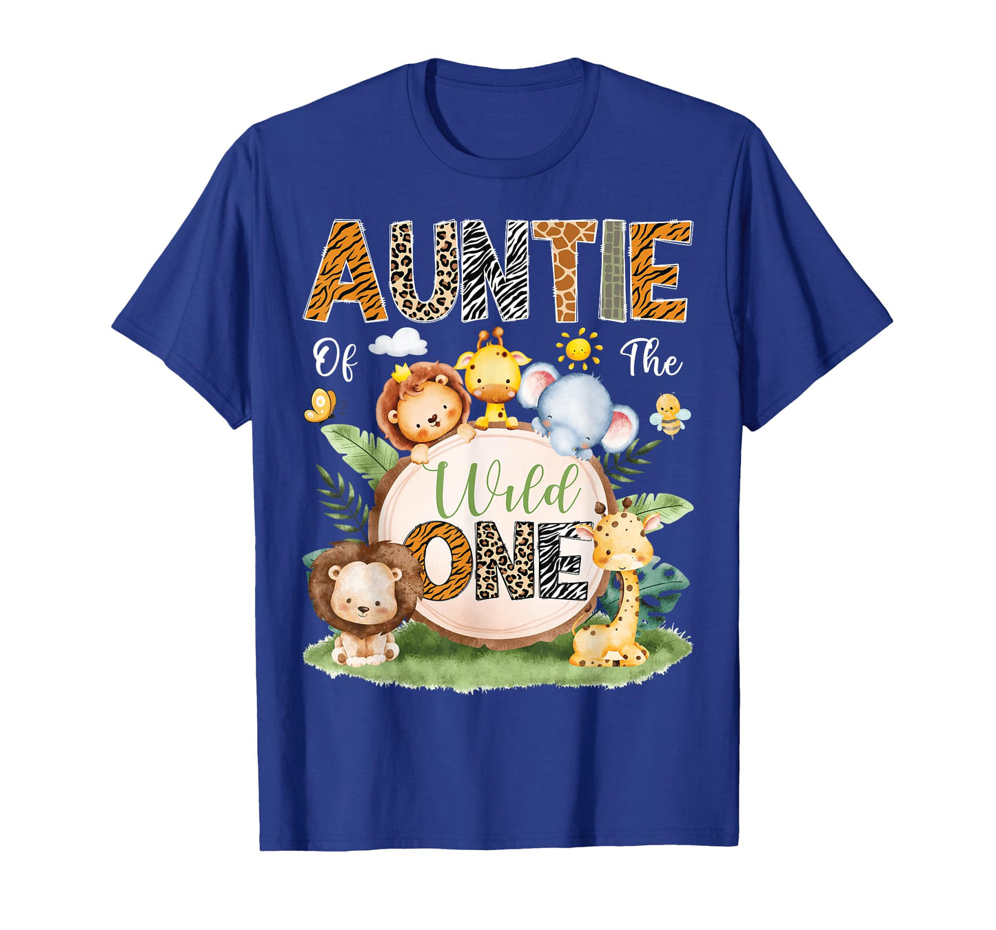 Auntie Of The Wild One 1St Birthday Boy Safari Jungle T-Shirt